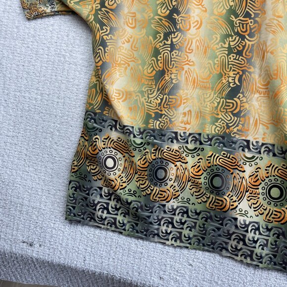 Pineapple Connection Mystic Tribal Shirt Orange Short Sleeve Button Up Sz L - Picture 14 of 14